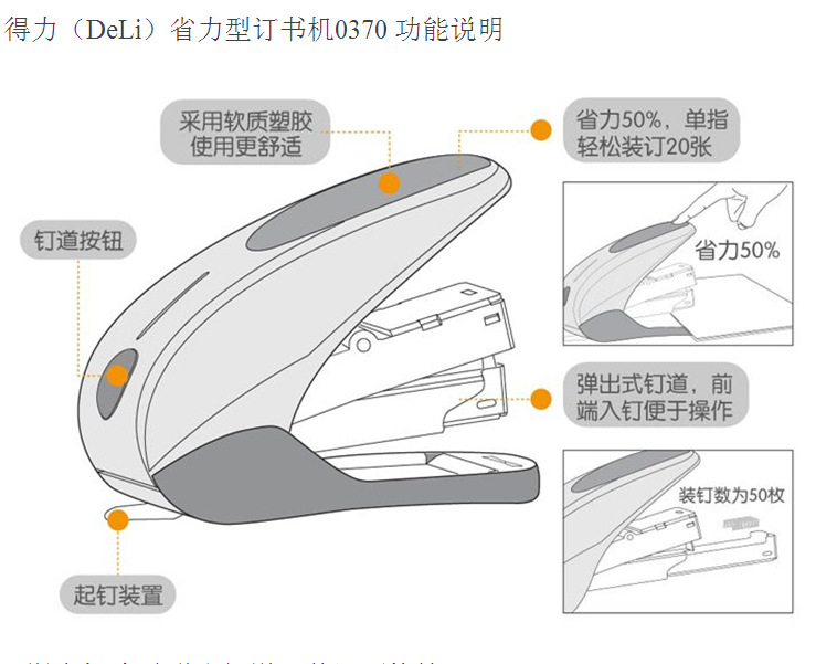 优质供应 得力省力型订书机0370 办公商务用订书器