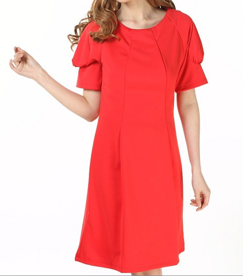 2013夏装新款红色连衣裙 范冰冰款 圆领 短袖 