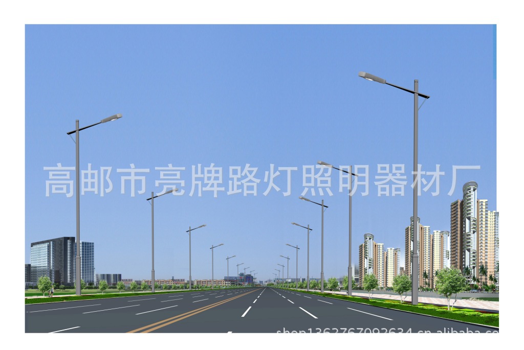 单双臂led路灯厂家,新款一体化太阳能led道路照明灯,太阳能灯杆