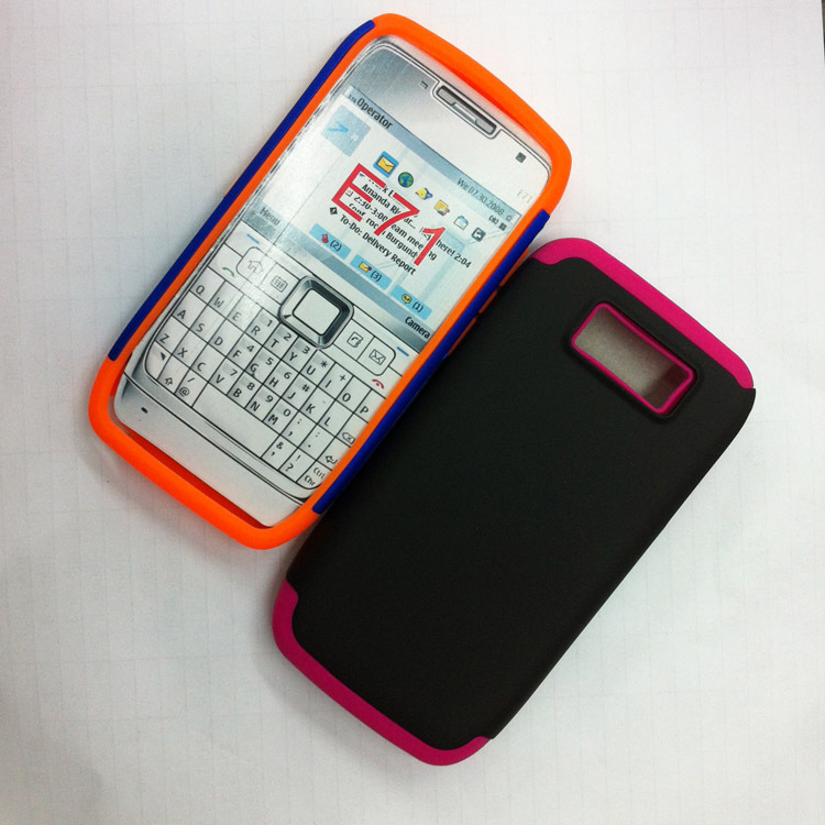 【诺基亚 E71 二合一硅胶+PC磨砂壳 双色手机