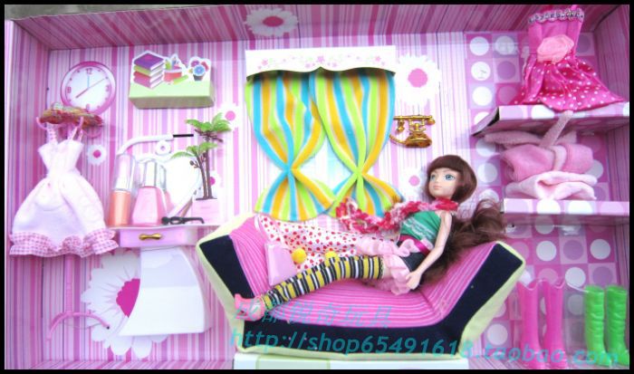 8085-18 香奈儿芭比娃娃 玩具橱窗 沙发 礼盒套