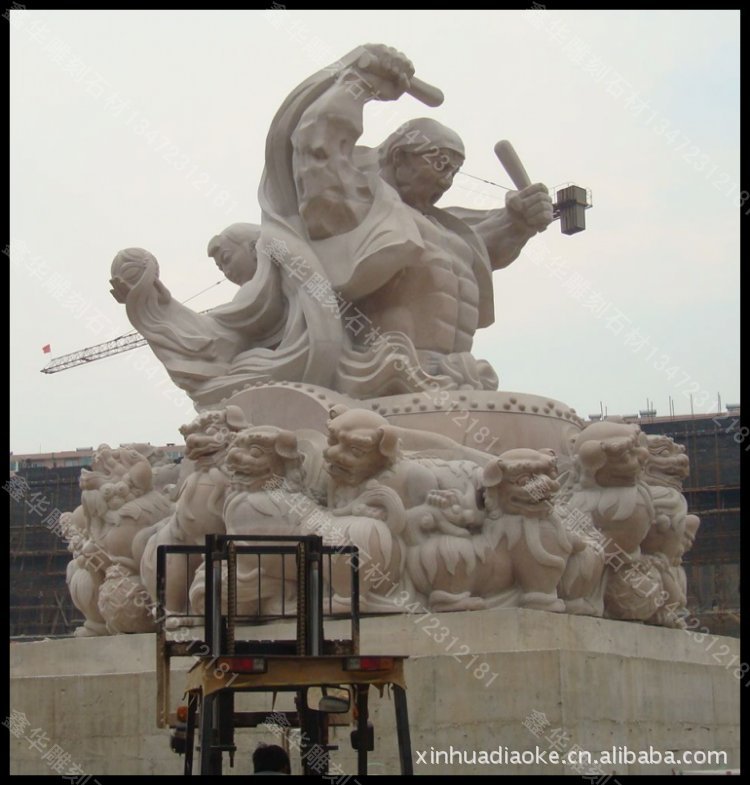 【花岗岩戏狮 昌平红广场群雕塑 大型人物景观
