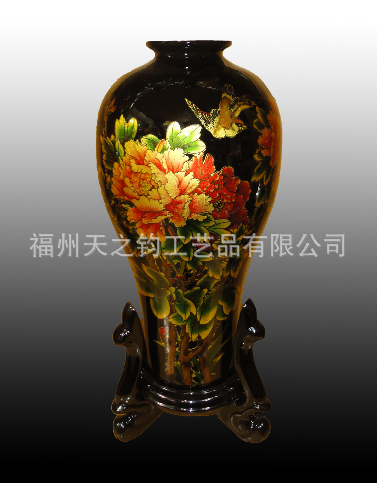 福州厂家直销 传统漆器工艺礼品 布胚脱胎漆器 脱胎花瓶 a1-红