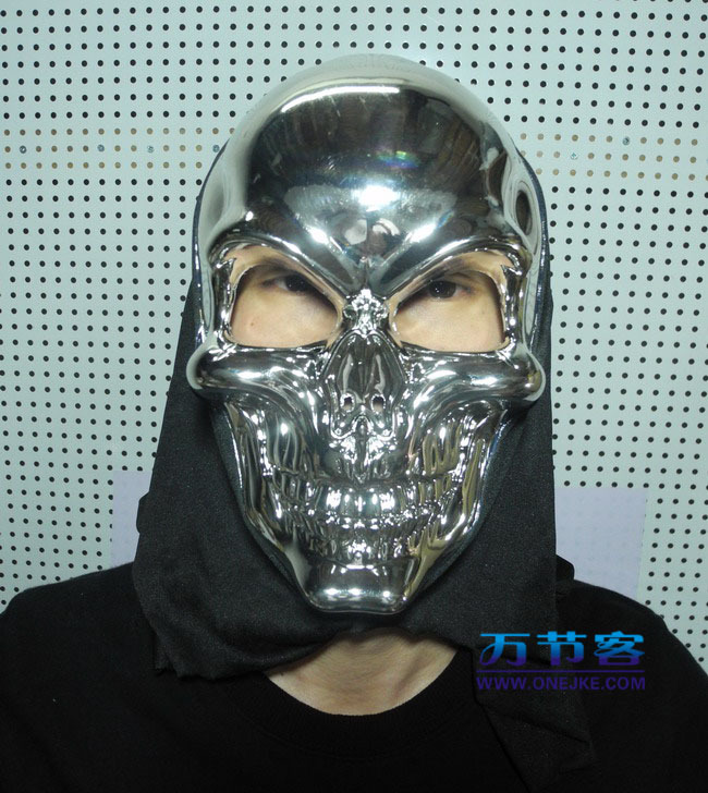 灵魂战车面具 海盗骷髅面具 恐怖面具 骷髅骑士面具银色图片_7