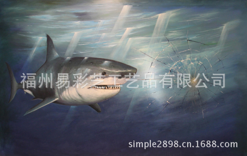 易品外墙 鲨鱼头 立体3d彩绘 墙绘 墙体手绘服务墙手绘油画纯手绘