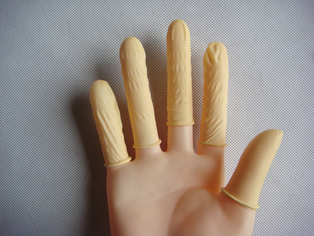 米黄色防静电手指套全新乳胶指套净化无粉尘指