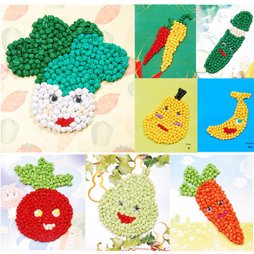 蔬菜水果手搓画 儿童创意diy黏贴画贴纸画揉纸画益智手工黏贴0.03