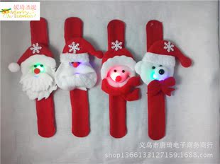 圣诞老人头啪啪圈 带灯装饰 儿童节日礼物 布艺雪人装饰品 混批