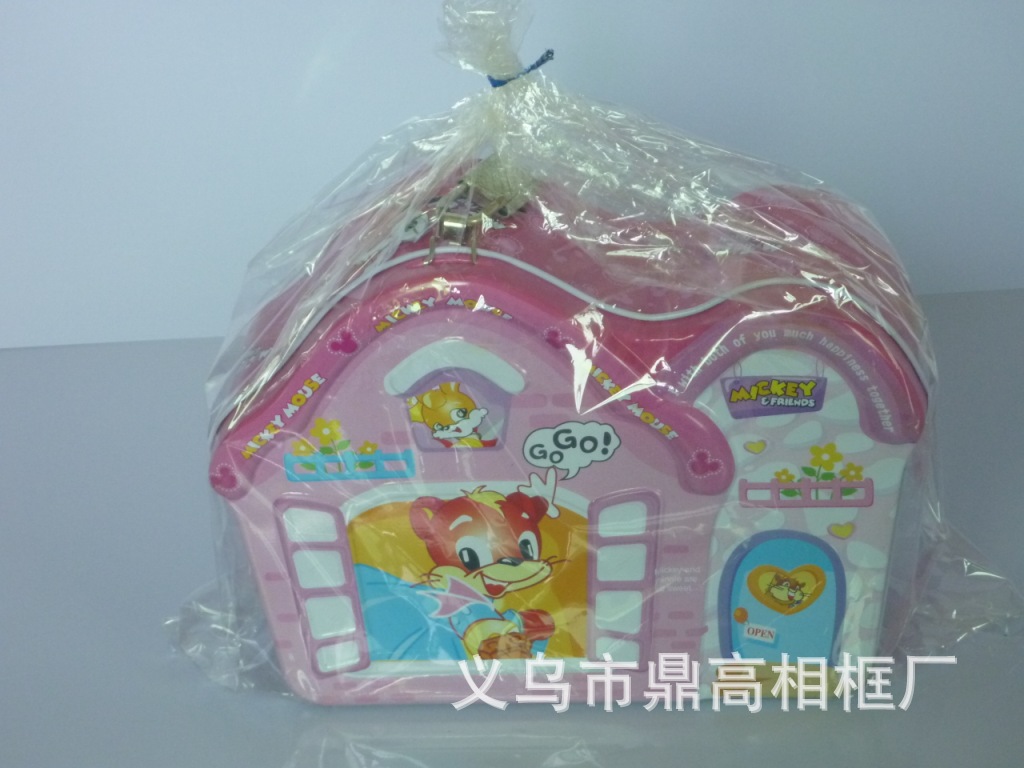 【义乌鼎高特别制作房子型存钱罐(图),粉红色。