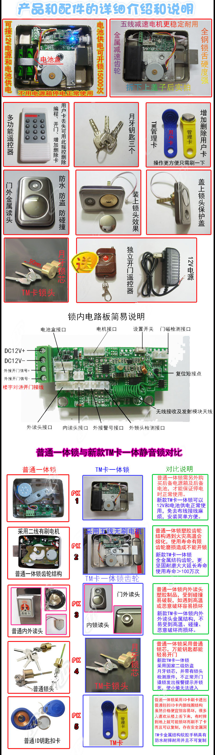 批发出租屋大门刷卡锁,一体化楼宇门禁静音电控锁,出租屋首选