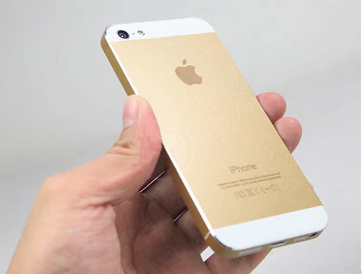 iphone5土豪金贴膜 苹果5s iphone4金色拉丝贴膜土豪金磨砂软膜