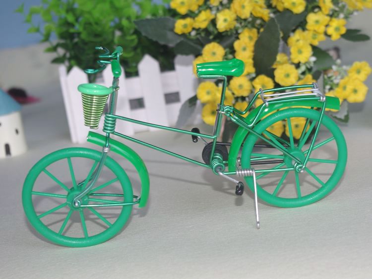 【彩轮单车(加框)】金属铝丝车模手工自行车创意家居旅游工艺品