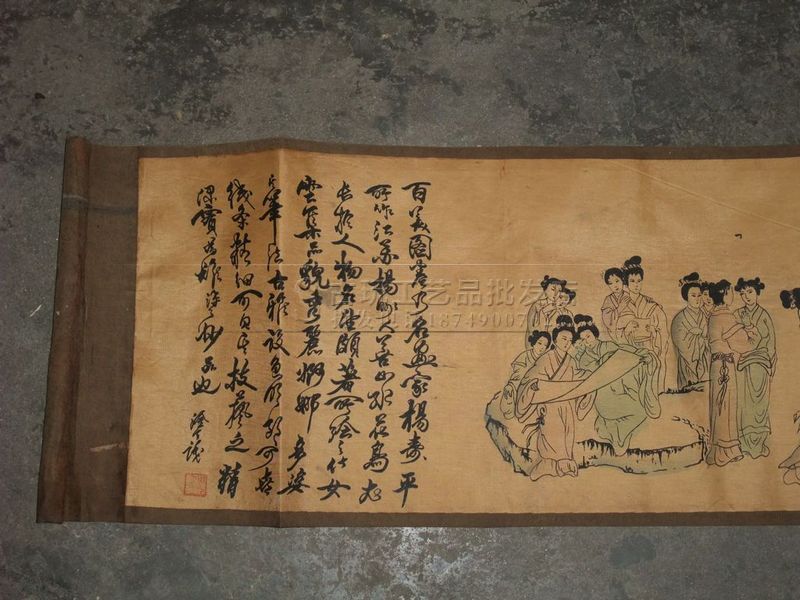 大量销售 长卷字画 横幅仿古画 长卷绢画 百美图长卷古画 已装裱