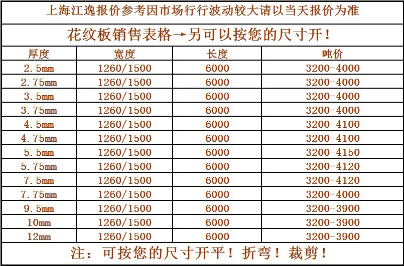 现货供应q235b 花纹板5mm 长度可以定开 江浙沪销售