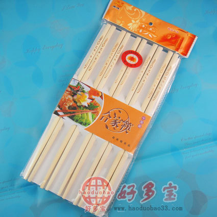 合家欢烙花筷子(10双装) 竹筷 2元店批发 两元