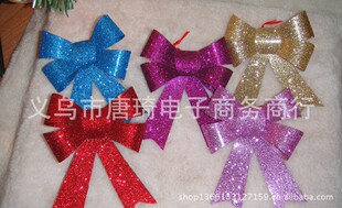 厂家直销 圣诞七彩蝴蝶结 PVC散粉蝴蝶结 圣诞节舞台装扮装饰品