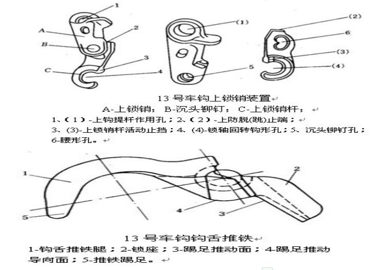 13号车钩上锁销及下锁销装配