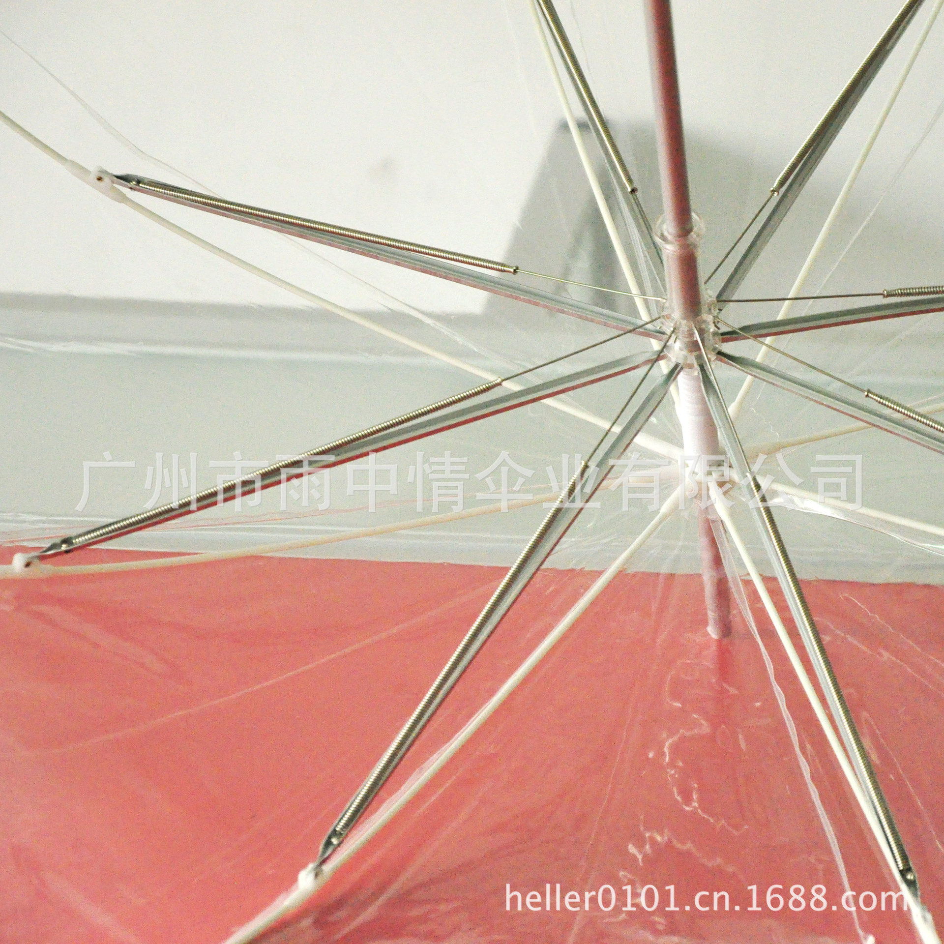 厂家供应 万科地产特订雨伞 直杆铝合金弹簧纤维透明伞