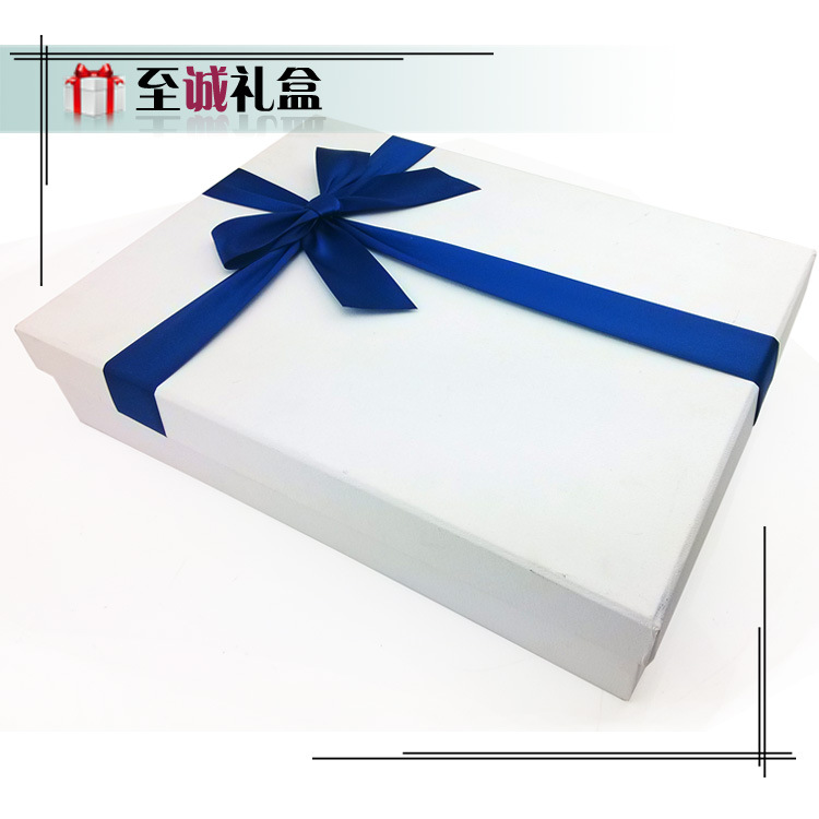 至诚礼盒 定做 新款白色大号日式木纹多色十字蝴蝶结包装礼品盒