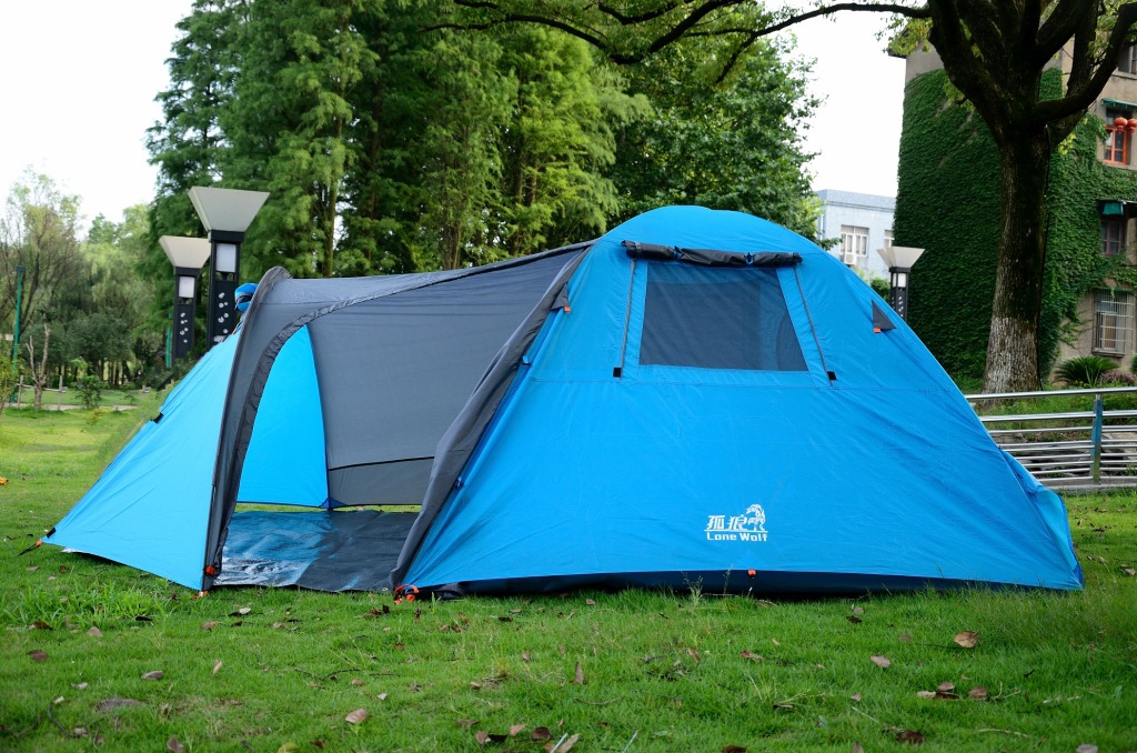 【孤狼帐篷 户外野营家庭篷双层玻杆帐篷 野外