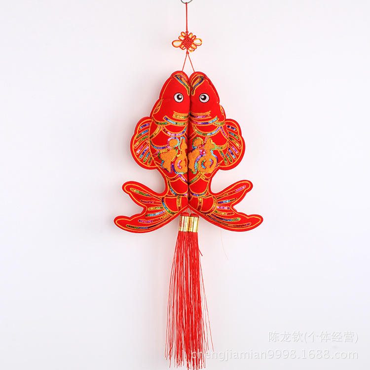 【【供应】中国传统高档绒布挂件 年年有鱼中