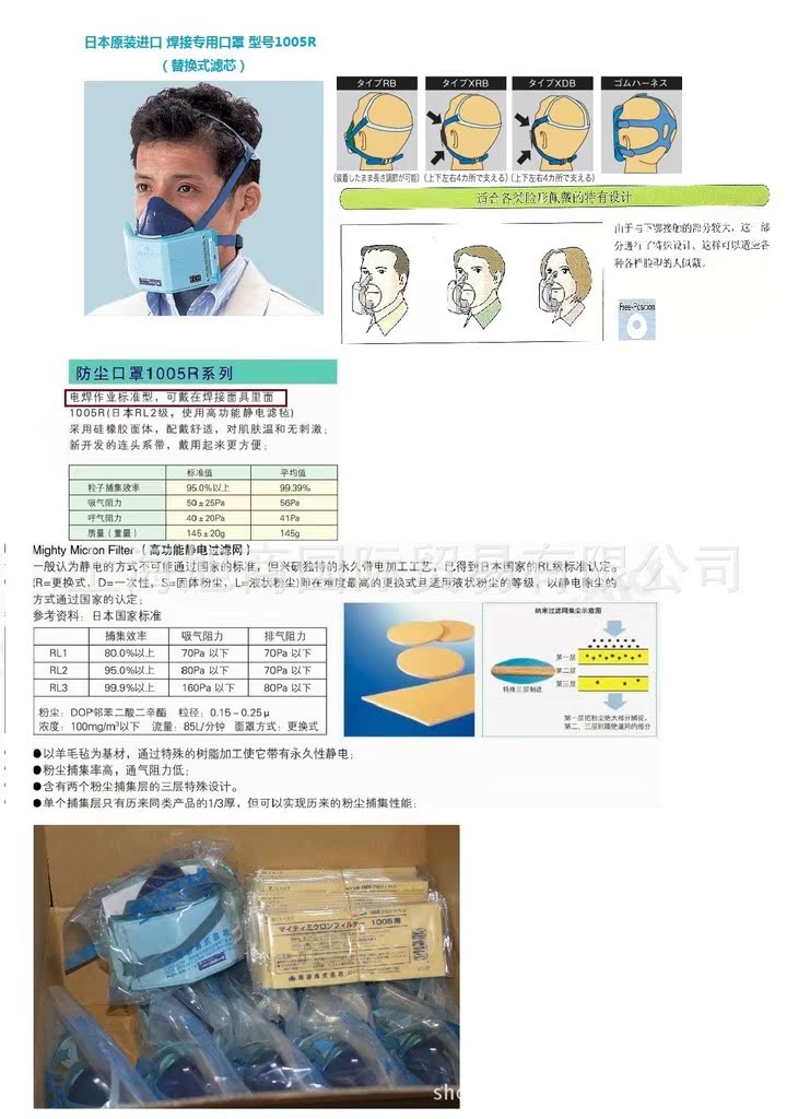【日本进口 兴研KOKEN1005R 防尘口罩 PM2