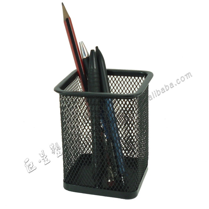 办公用品 防锈铁丝网笔筒 简约 方形笔筒