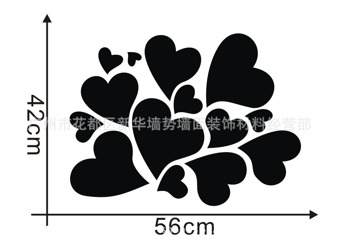 【批发供应 粉色爱心 温馨贴纸 组合墙贴 diy墙