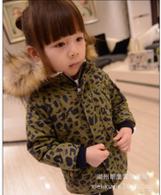 2013冬装新款童棉袄 韩国女童军绿豹纹厚羊羔绒棉衣棉服 加厚外套