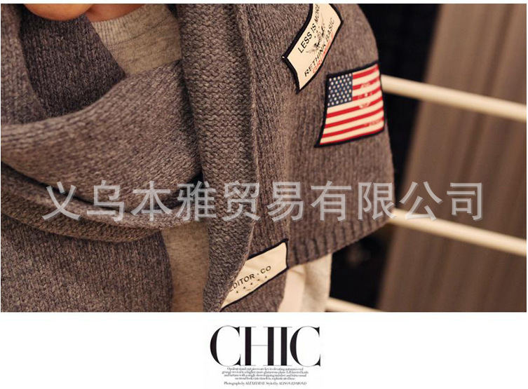 2014韩国新款加厚毛线针织披肩 国标围巾 贴布
