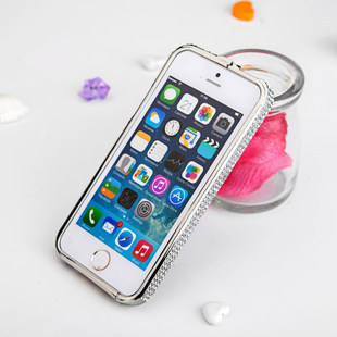 苹果5/5s边框 iphone5/5s水钻手机壳 金属镶钻外壳4 4s钻石带钻套