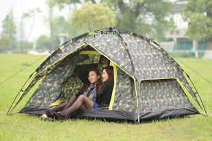 户外帐篷迷彩系列3--4人 双层自动帐篷 野营防风防暴雨旅游帐篷