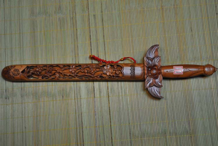 供应桃木剑工艺品 木雕工艺品 fl-2222镂空桃花雌雄