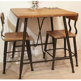 宏盛可定做实木美式乡村铁艺餐桌椅组合餐厅咖啡厅桌椅餐桌批发