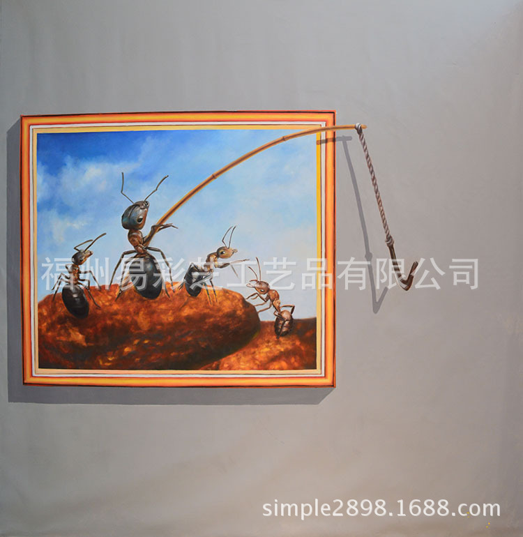 【福州易品手绘3D油画展示 画展宣传壁画 卡通