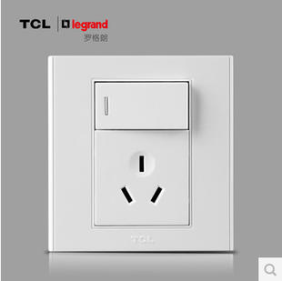 tcl开关插座正品86型a6系列雅白插座面板一开三孔16a空调专用插座