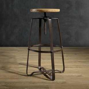 宏盛可定做美式乡村创意铁艺实木酒吧椅旧复古实木椅子餐厅椅批发