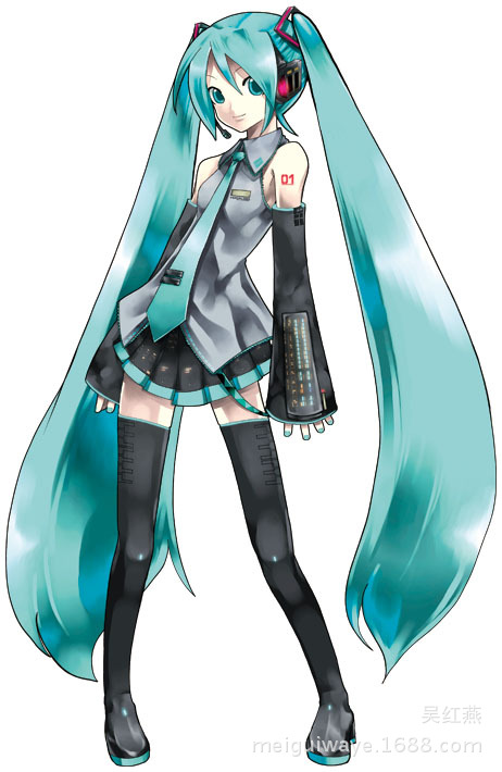 批发初音未来日本原宿假过膝拼接丝袜纹身刺青假高筒连裤袜