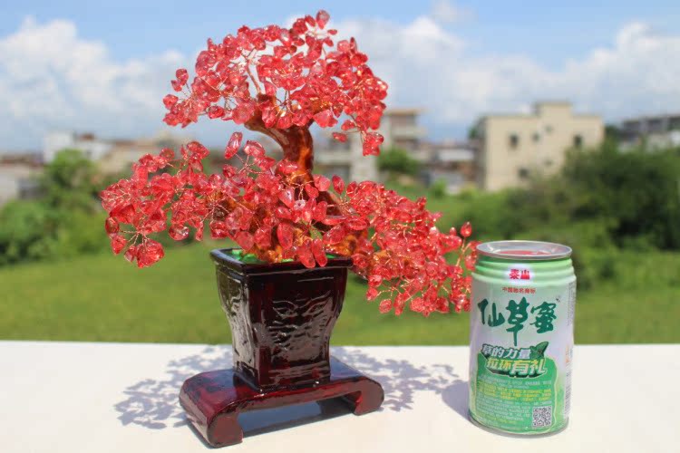 供应财富水晶摆件发树 精品天然黄水晶招财树 发财树 摇钱树摆件