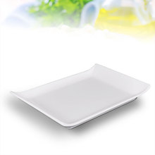 白色小吃碟密胺仿瓷餐具长方形塑料盘子肠粉碟子饭店火锅菜盘0139