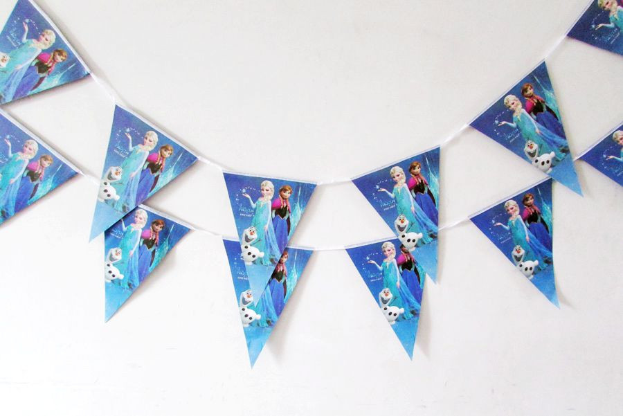 冰雪奇缘 儿童生日派对 装饰布置用品 三角旗 彩