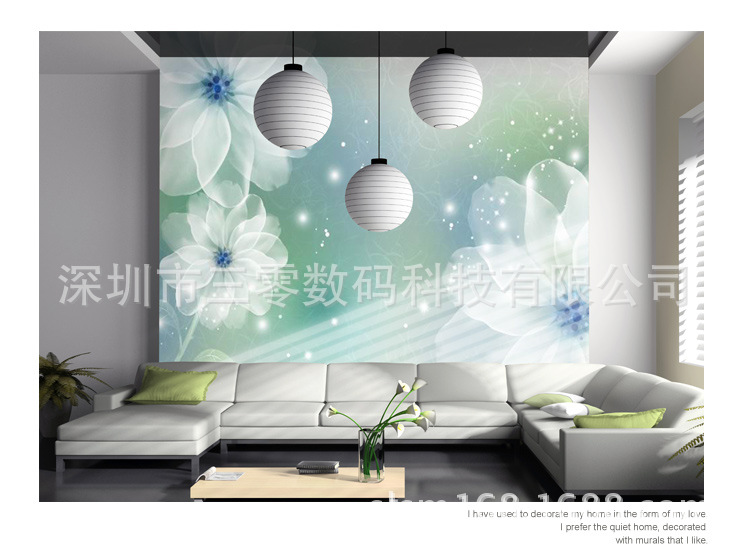 【沙发大型壁画|清新花卉卧室个性背景墙|现代