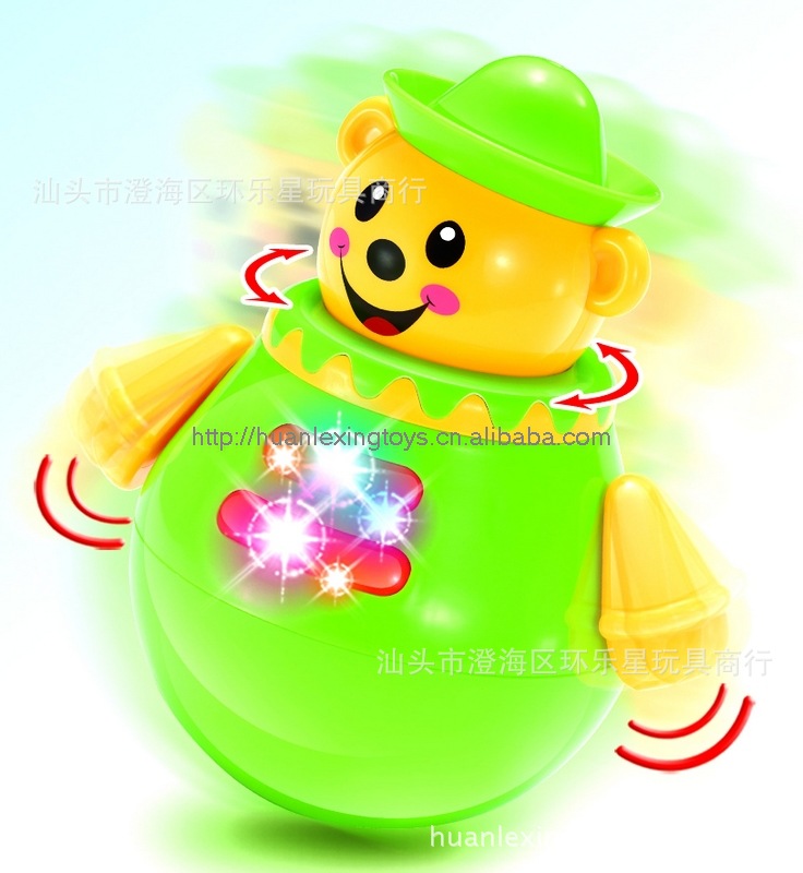 灯光音乐不倒翁小熊摇摆不倒翁婴幼儿用品早教电动玩具外贸