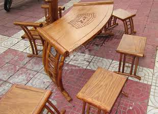 中式明清仿古 红木实木古典家具 100%非洲黄花梨扇形茶桌 茶台