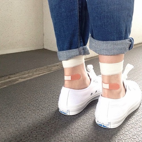 didizizi 日本小众品牌 创可贴袜子 玻璃丝短袜 ok绷 趣味袜子