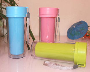 厂家直销 礼品杯生态环保水杯 塑料双层广告杯（批发）定制LOGO