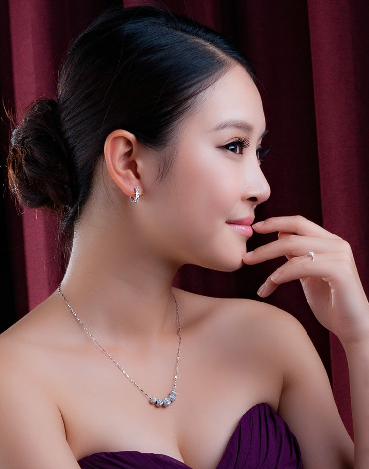 复古时尚银首饰品S925纯银韩国超闪单排钻耳环女款耳扣