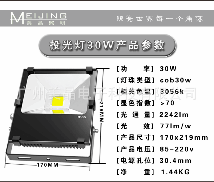 LED投光灯30W参数