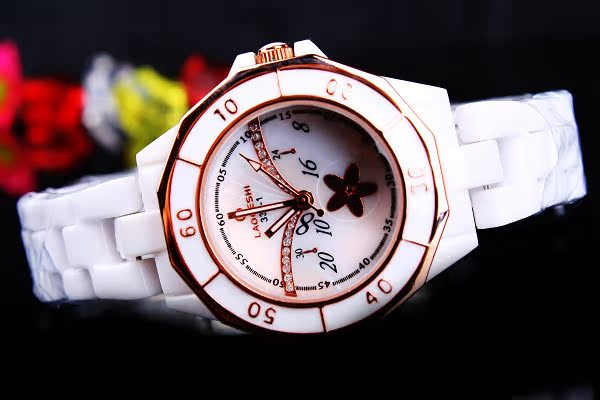 【厂家供应新款劳格仕陶瓷时尚手表 女士手表