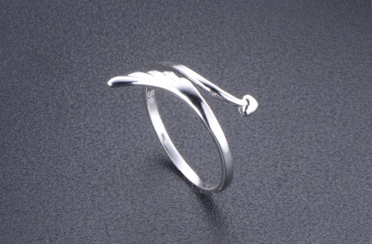 韩版天使的翅膀指环925纯银可爱开口戒指女款生日礼物银饰